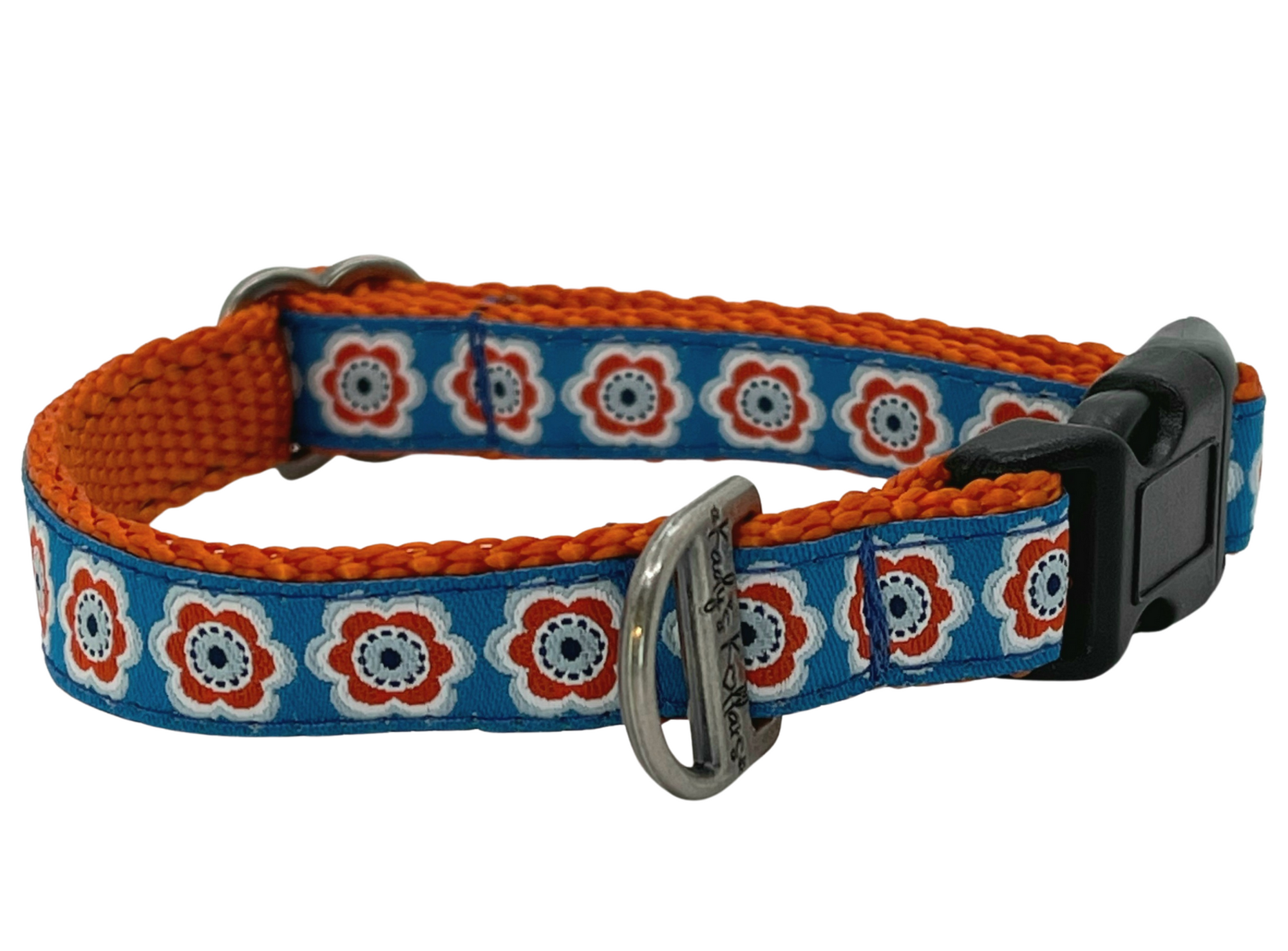 Blue and orange floral