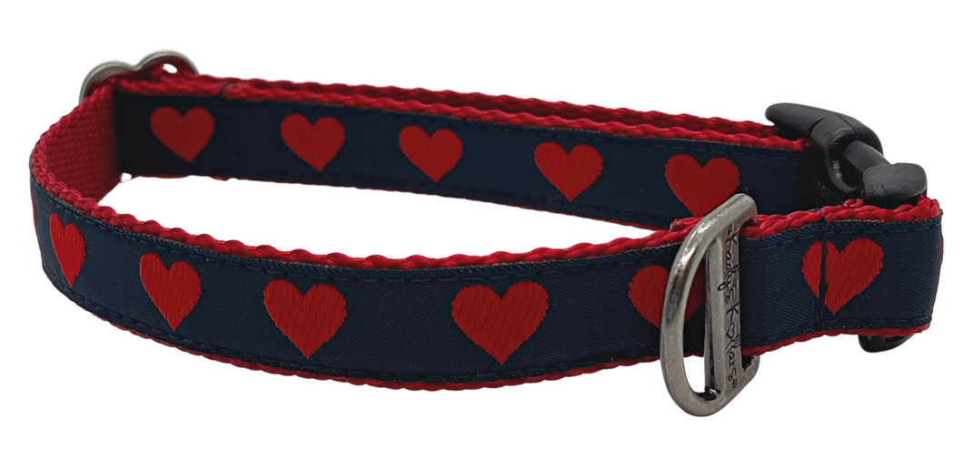 Navy with Red Hearts